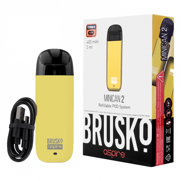 Электронная сигарета Brusko - Minican 2 (400 mAh, Жёлтый) купить в Ижевске