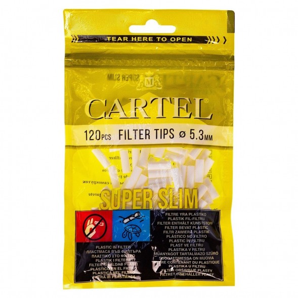 Фильтры для самокруток Cartel - Super Slim (120 штук, 15х5,3 мм) купить в Ижевске