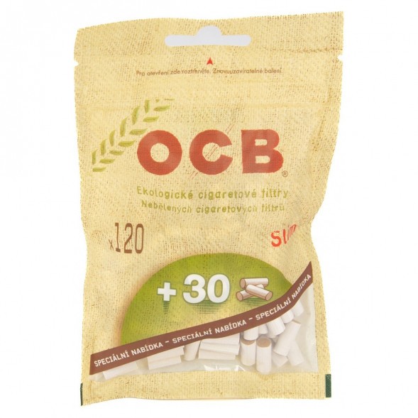 Фильтры для самокруток OCB - Ecologycal Slim Organic (120+30 штук, 15х6 мм) купить в Ижевске