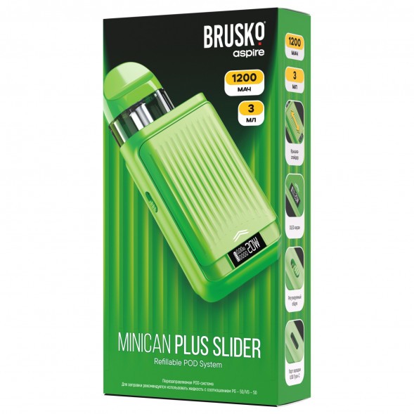 Электронная сигарета Brusko - Minican Plus Slider (Зеленый) купить в Ижевске